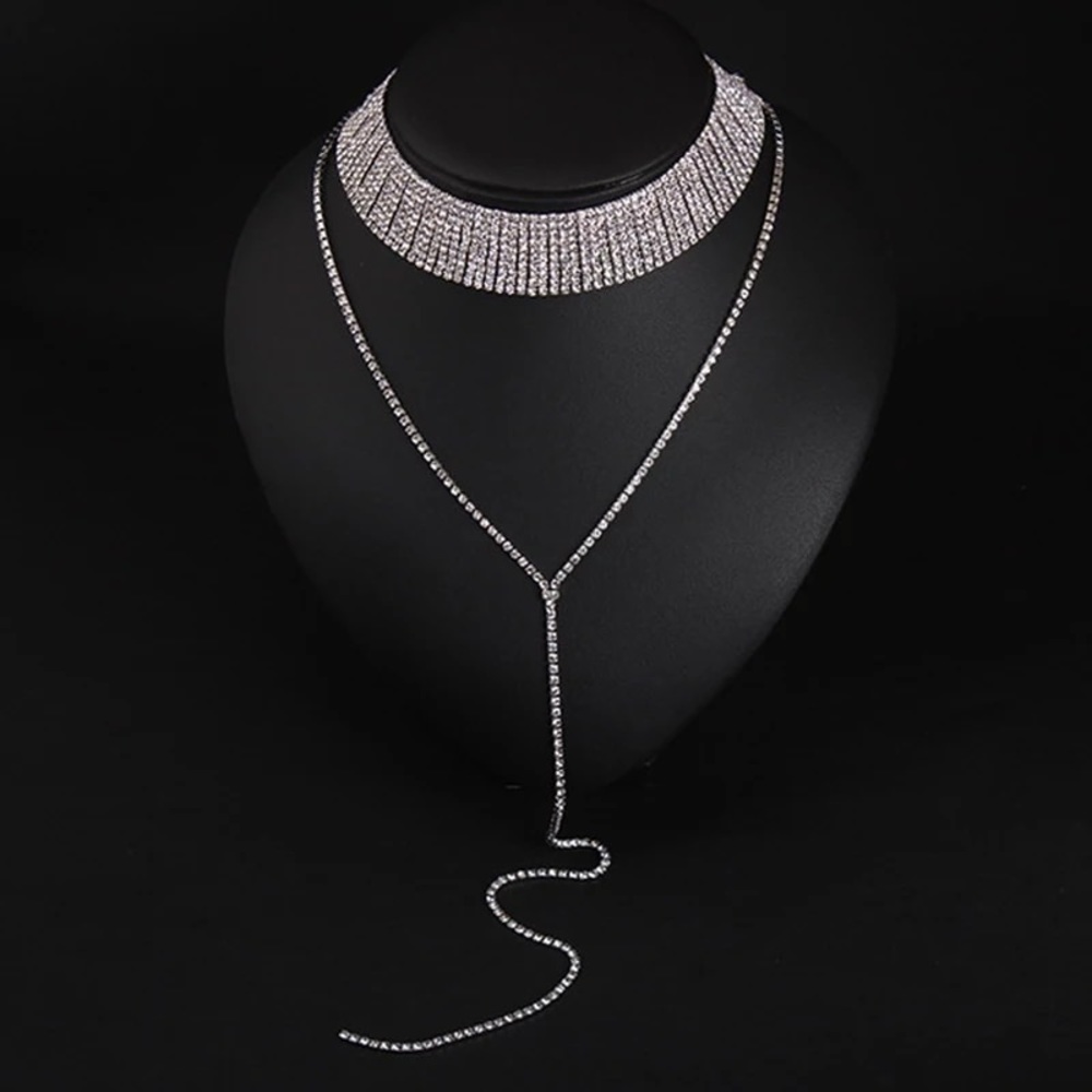 Silver party choker necklace